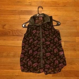 See Through Button Up Vest Shirt